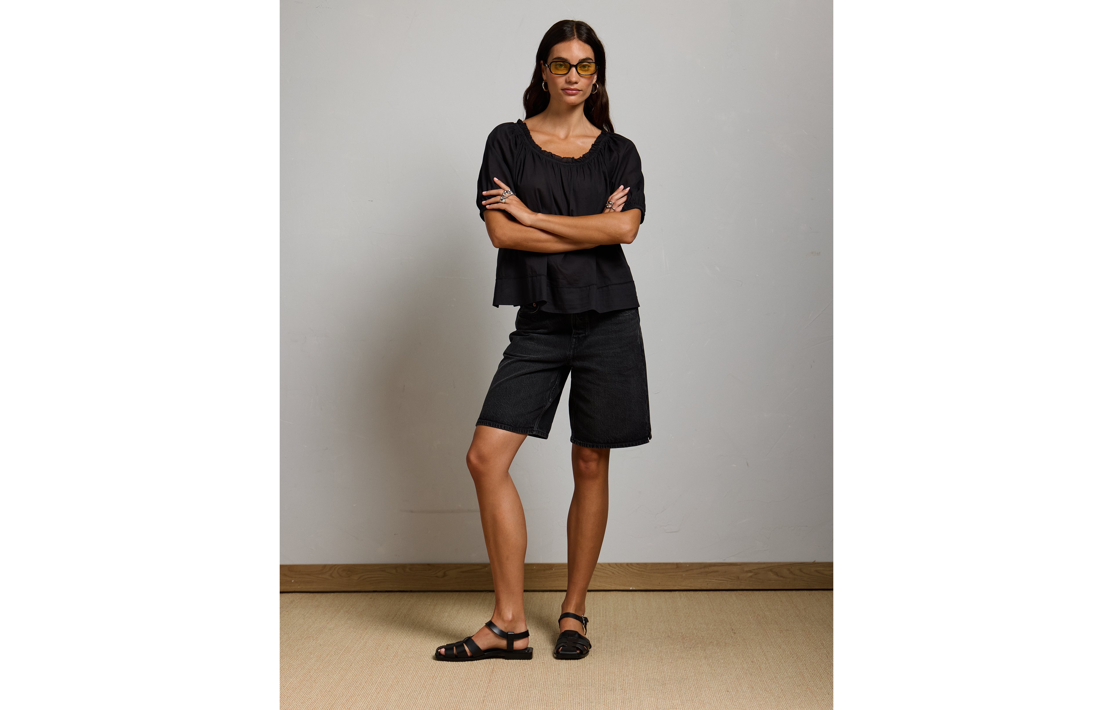 AE77 Premium Super High-Waisted Baggy Bermuda Denim Short