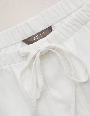 Short à enfiler en mélange de lin brodé AE77