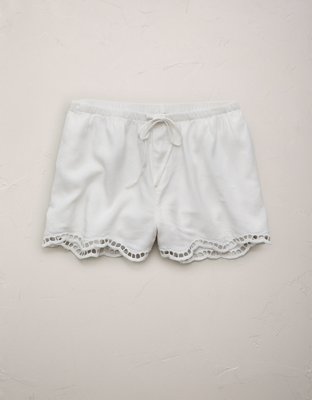 AE77 Embroidered Linen-Blend Pull-On Short