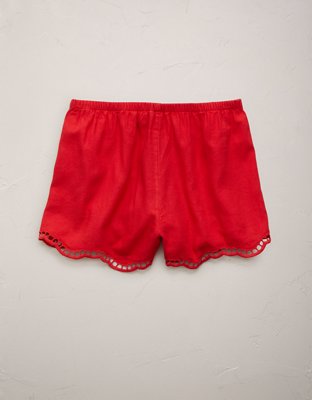 AE77 Embroidered Linen-Blend Pull-On Short