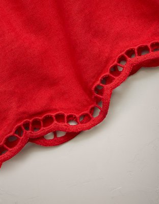 AE77 Embroidered Linen-Blend Pull-On Short