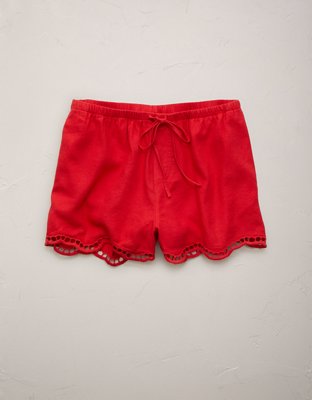 AE77 Embroidered Linen-Blend Pull-On Short