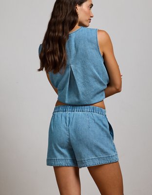 AE77 High-Waisted Chambray Short