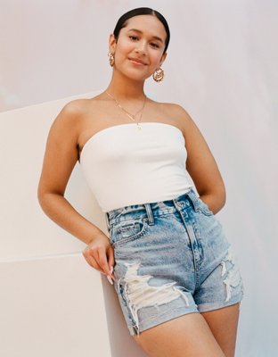 Ae Curvy Denim Mom Shorts 