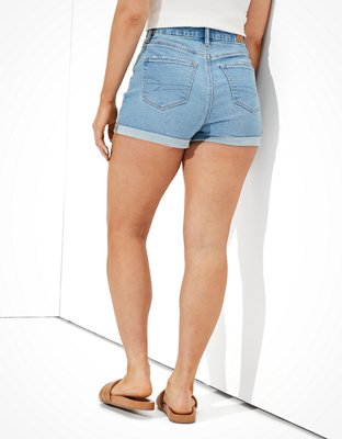 ae stretch curvy denim mom shorts