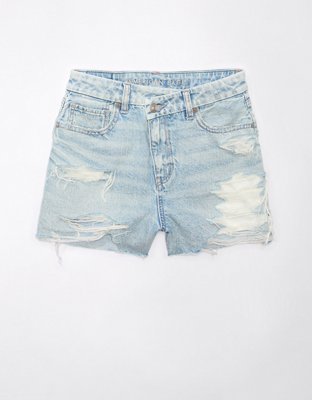 american eagle midwaist ripped blue denim shorts! - Depop