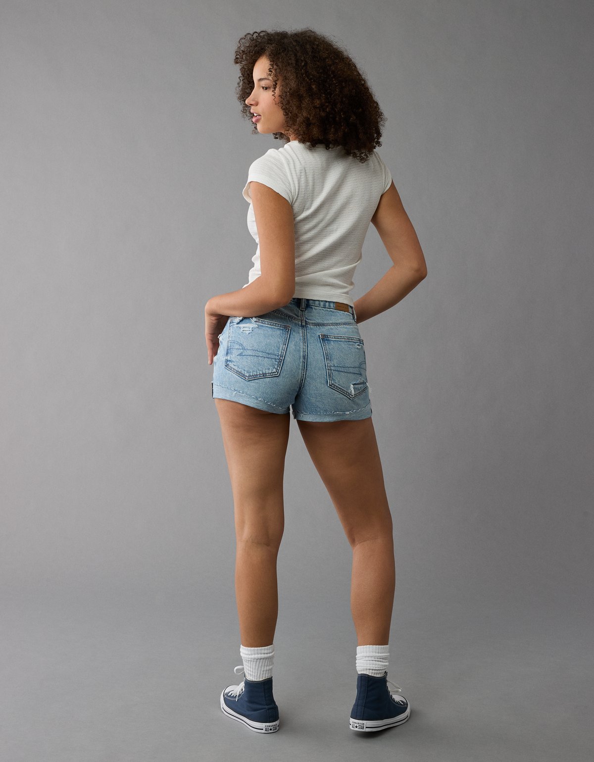 AE Stretch Curvy Ripped Denim Mom Short - image 2