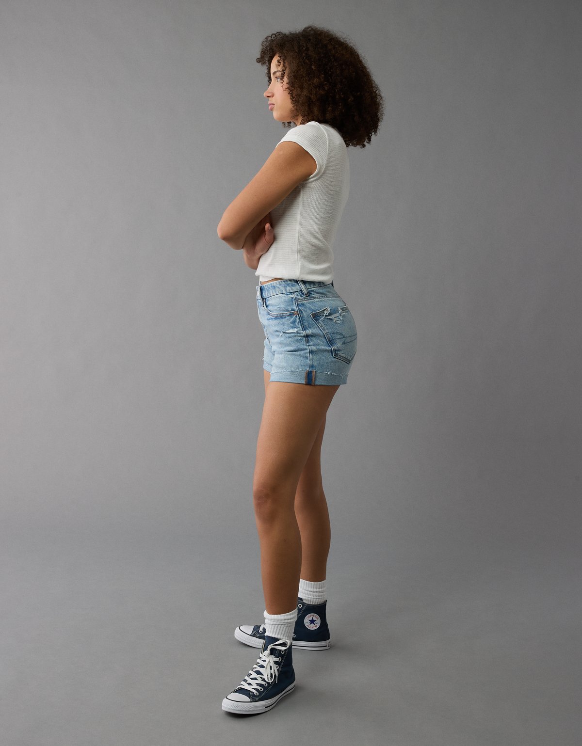 AE Stretch Curvy Ripped Denim Mom Short - image 5