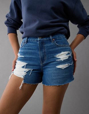 AE Strigid Curvy Mom Shorts Rasgados de Denim
