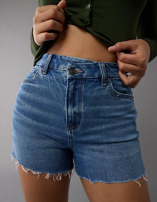 Short maman en denim à taille croisée en rondeur extensible AE