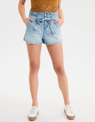 Paperbag Denim Mom Shorts