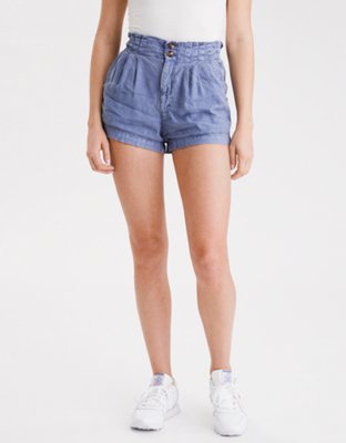 denim high waisted mom shorts