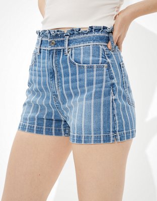 Striped best sale jean shorts