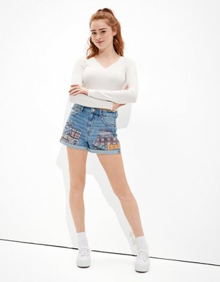 AE Highest Waist Denim Mom Shorts