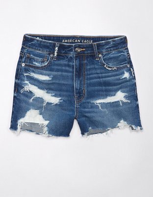 AE Denim Mom Short Stretch con Rasgados