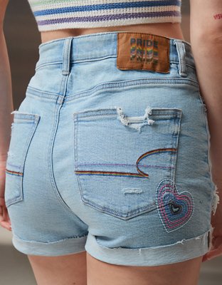 AE Pride Stretch Mom Ripped Denim Short