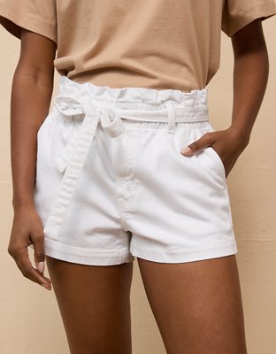 Ae Stretch Paper Bag Denim Mom Short Women s White 12