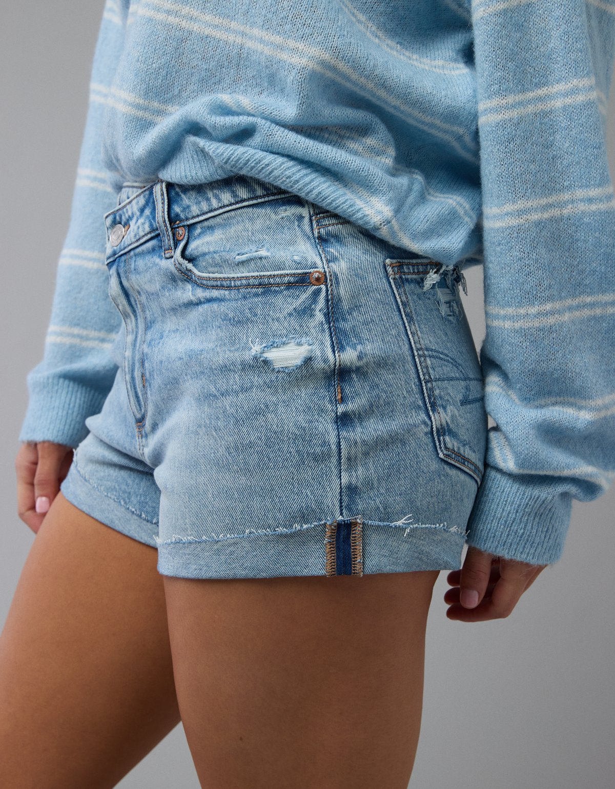 AE Stretch Ripped Denim Mom Short - image 5