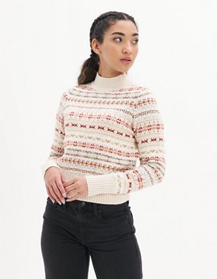 AE Oversized Fairisle Mock Neck Sweater