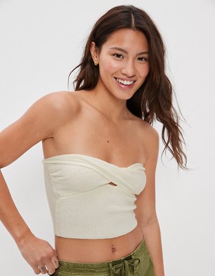 Striped knit bandeau crop top - Tops and corsets - Women