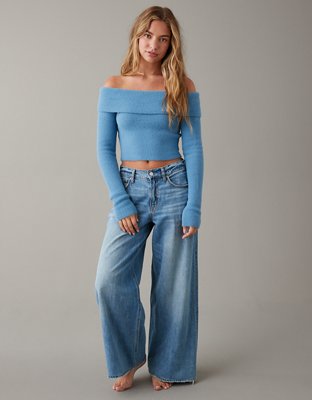 AE Off-the-Shoulder Cropped Sweater