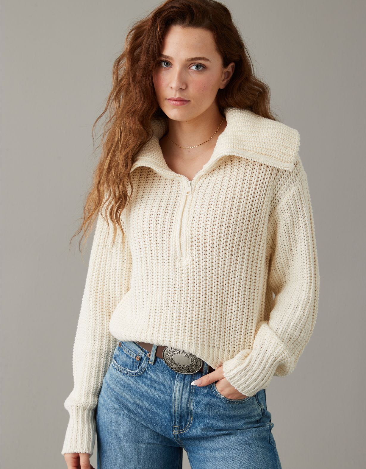 AE Quarter-Zip Collared Sweater