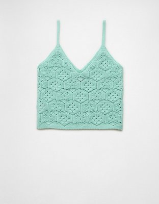 AE V-Neck Crochet Sweater Tank Top