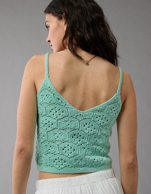 AE V-Neck Crochet Sweater Tank Top