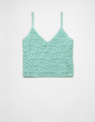 AE V-Neck Crochet Sweater Tank Top