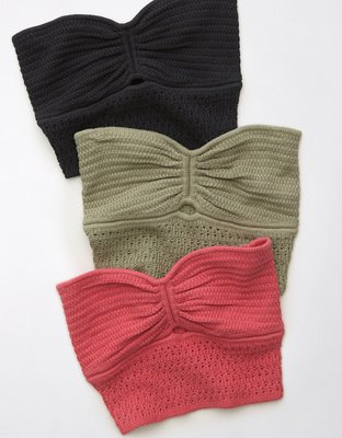Женские топы American Eagle AE Cinch Front Crochet Tube Top — фото 3
