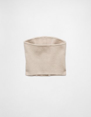 AE Cropped Button-Up Sweater Tube Top