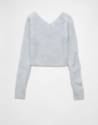 AE Cropped Open V-Neck Sweater