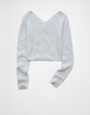 AE Cropped Open V-Neck Sweater