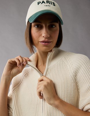 AE Cropped Mock Neck Quarter-Zip Sweater