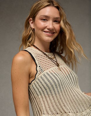 AE Mixed Stitch Sweater Tank Top