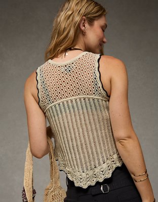 AE Mixed Stitch Sweater Tank Top