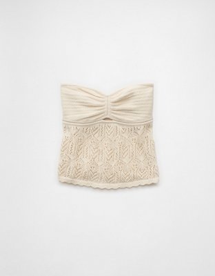 AE Cropped Crochet Tube Top