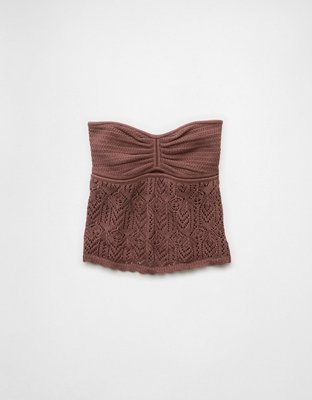 AE Cropped Crochet Tube Top
