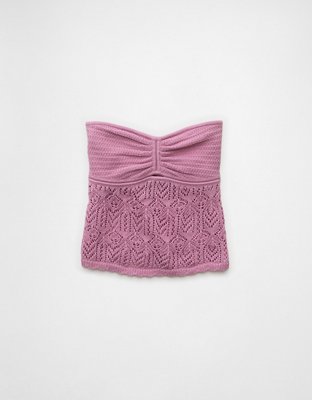 AE Cropped Crochet Tube Top