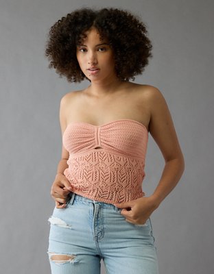AE Cropped Crochet Tube Top