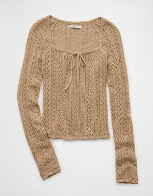 AE Square Neck Open Knit Sweater