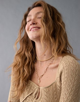 AE Square Neck Open Knit Sweater