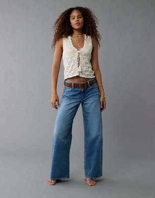 AE Tie Front Crochet Vest