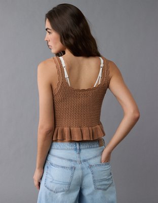 AE Crochet Peplum Tank Top
