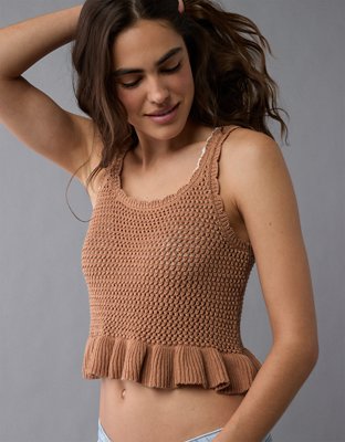 AE Crochet Peplum Tank Top