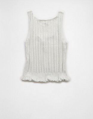 AE Pointelle Peplum Sweater Tank Top