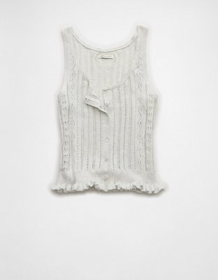 AE Pointelle Peplum Sweater Tank Top