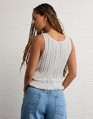 AE Pointelle Peplum Sweater Tank Top