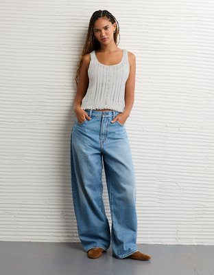 AE Pointelle Peplum Sweater Tank Top