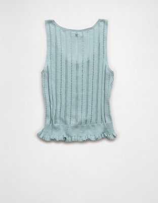 AE Pointelle Peplum Sweater Tank Top